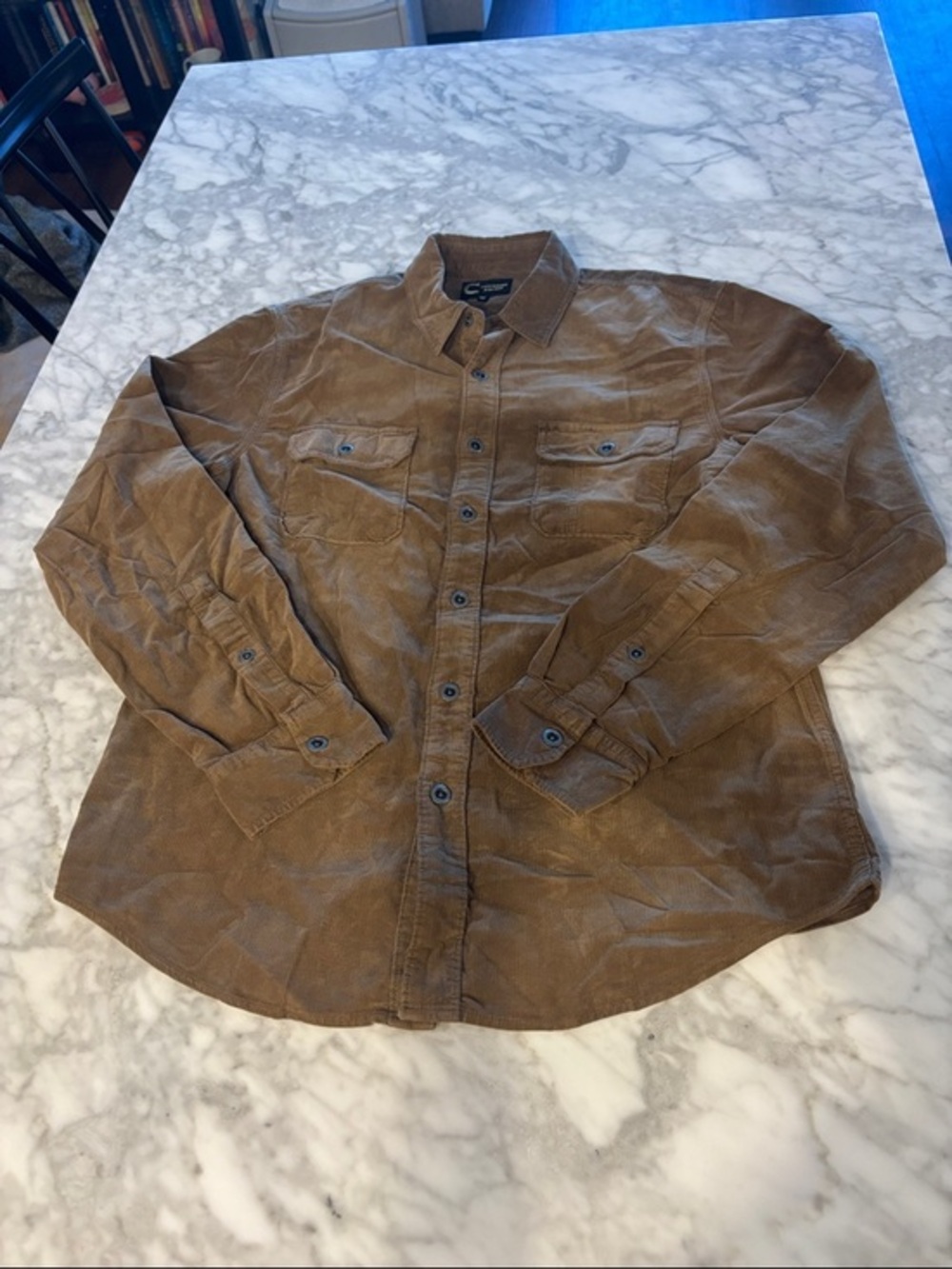 Lucky Brand Tan Corduroy Button-Up Shirt size small